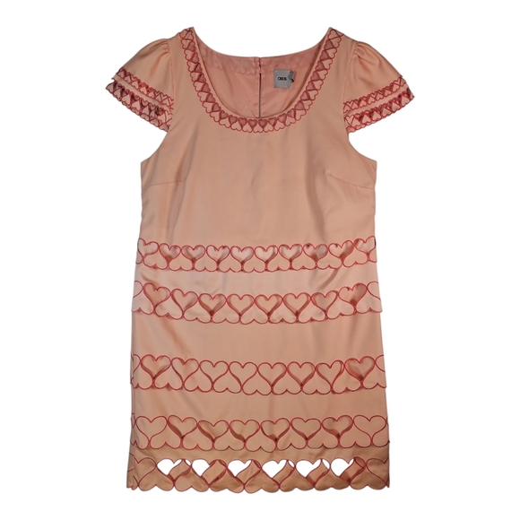 ASOS Dresses & Skirts - ASOS Coquette Peach Heart Cut Out Cap Sleeve Shift Dress Size 8
